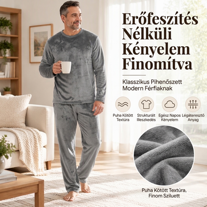 Férfi kényelmes termikus bársony pizsama szett
