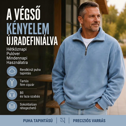 Férfi alkalmi negyedcipzáros pulóver
