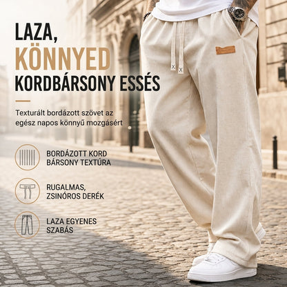Férfi könnyű zsír nélküli vászonnadrág, bő, egyenes szabású