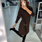👗 Elegáns hosszú ujjú ruha redőpanellel