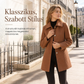 Női elegáns, középhosszú kockás trench coat, sokoldalú őszi és téli viselet