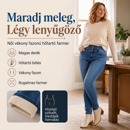 💖Akció! Hihetetlen kedvezmények💖Női magas derekú, bélelt és meleg skinny farmer