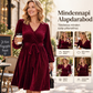 Női elegáns plus size bársony ruha derékpánttal