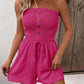 💃Női pánt nélküli Frill Trim Shirred Tie Front széles lábú cső Romper