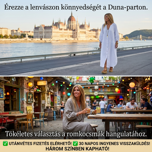 🌸[S-XL]👗Női minimalista pamutvászon V-nyakú hosszú ruha🌿💃
